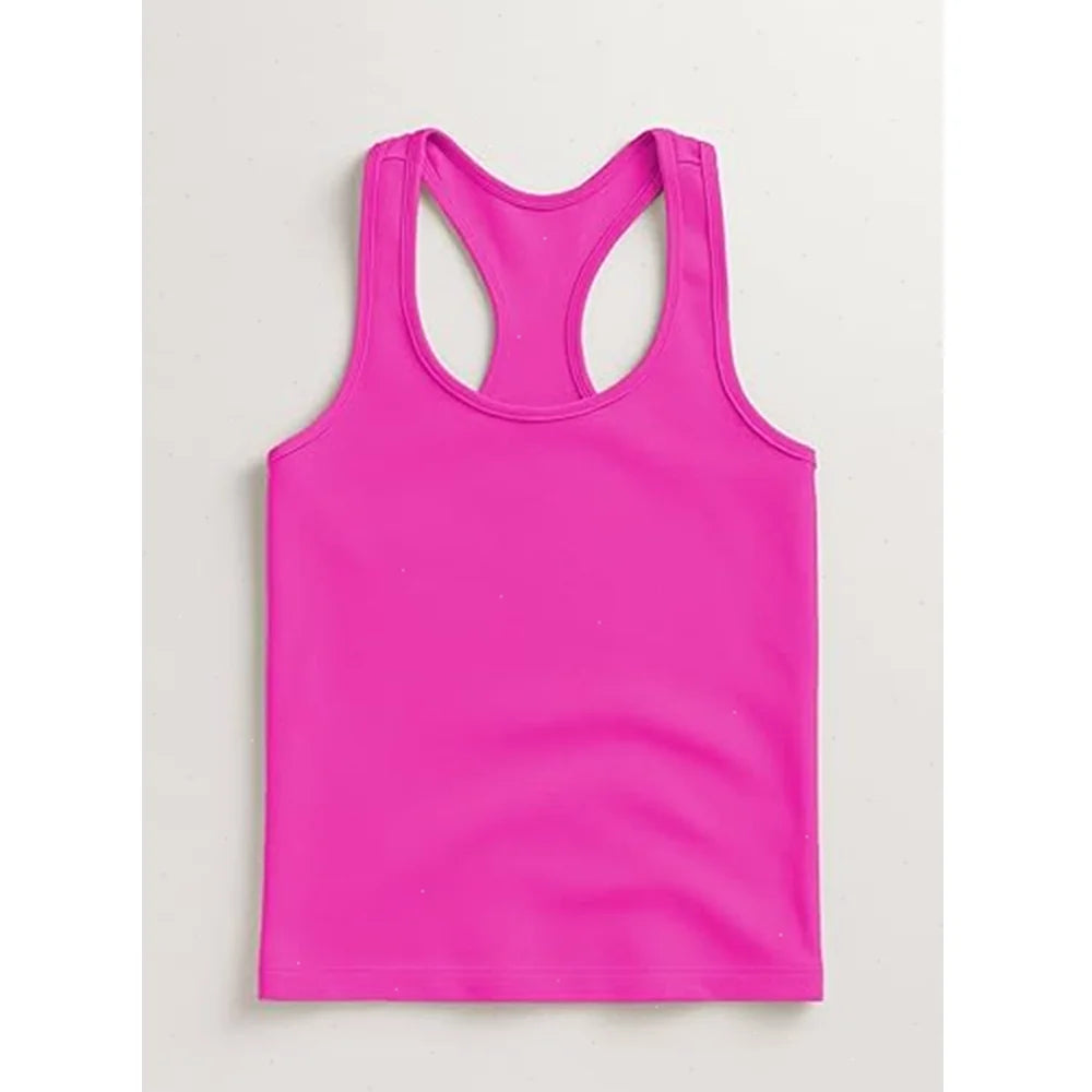 Boys Round Neck Sleeveless Stretch Undershirt Girls Seamless Cotton Wide Strap Racerback Tank Children Kids Vests 2T-14 Years
