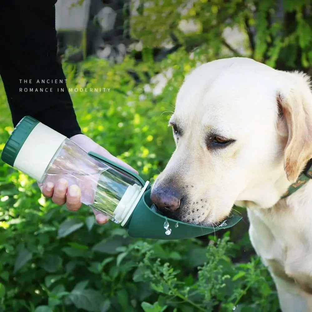 Outdoor Tritan+Silicone Dog Water Bottle Folding Water Slot Leak Proof Pet Water Dispenser Portable Dual-use Pet Feeder Dog