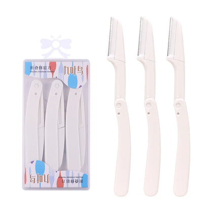 3pcs Fold Eyebrow Trimmer Scissors Hair Remover Eyebrow Comb Razor Eyebrow Clip Makeup Tools Face Razor for Women