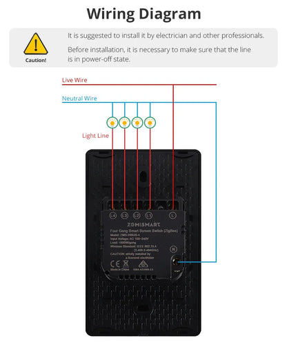 Zemismart Zigbee DIY Name Switch US Black Touch Panel Smart Display Screen Light Switch Work with Tuya Smart Life App
