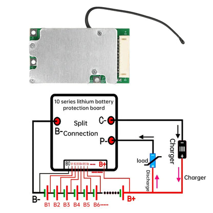 BMS 10S 36V 30A Same Port Split Port Lithium Battery Protection Board with Equalization 18650 Battery Balanced Protection Board