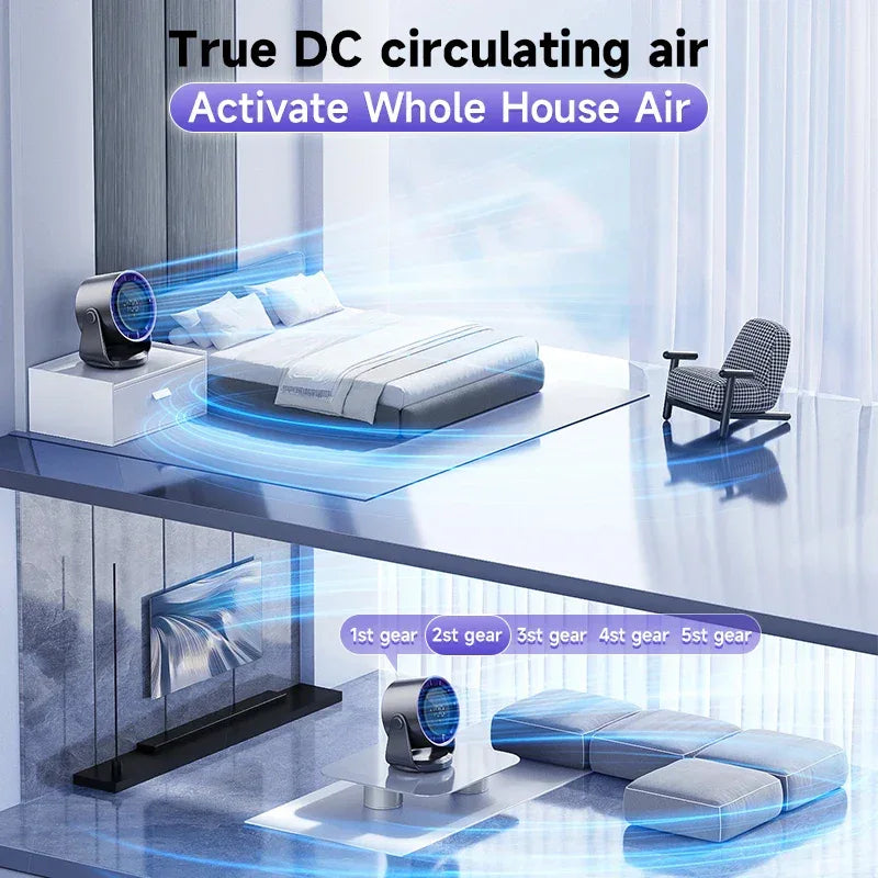 Rechargeable Portable Desktop Fan Digital Multi-Speed Cooling Fan for Indoor Outdoor Home Office Use