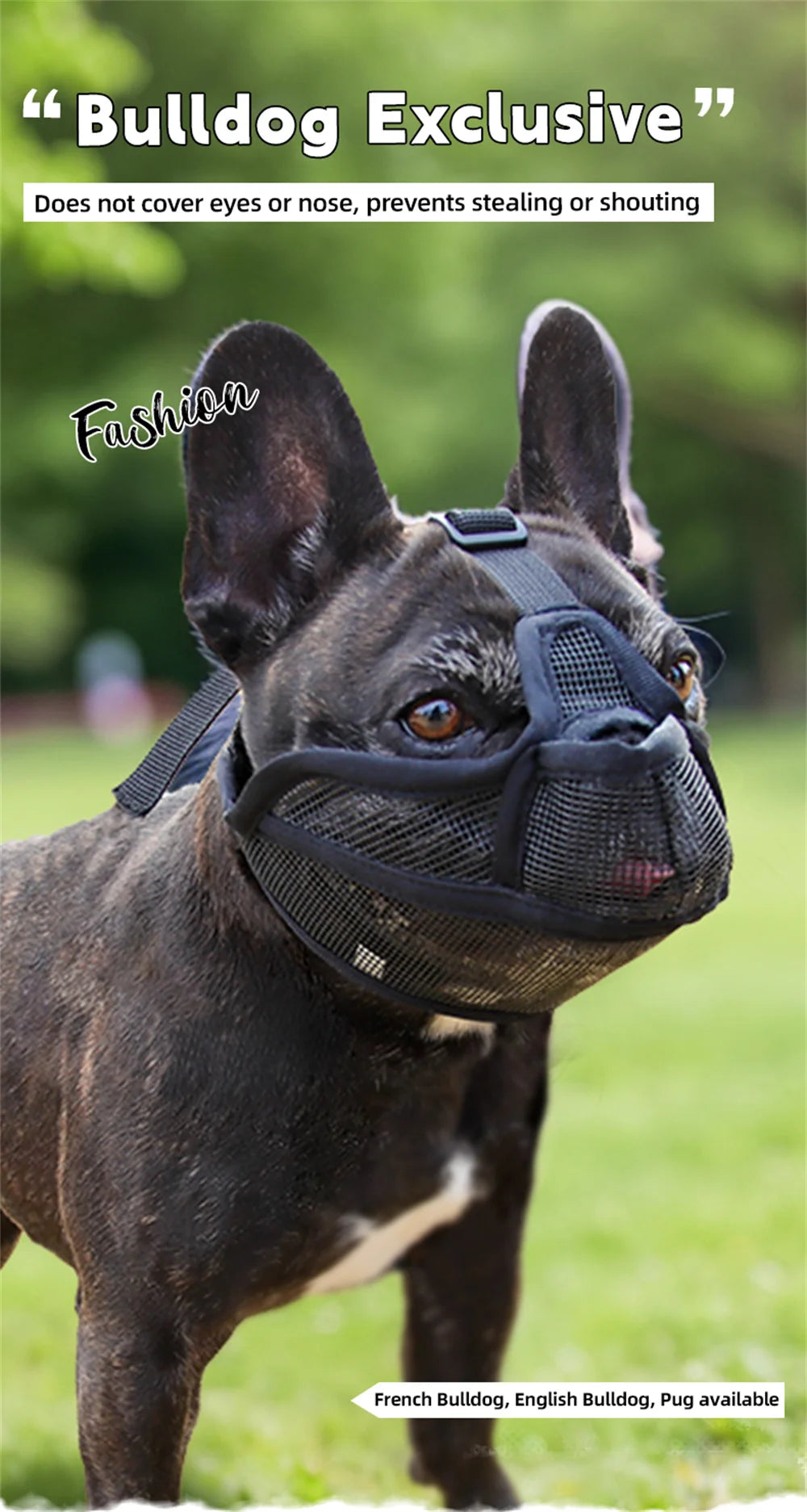 Summer French Bulldog Short Nosed Adjust Pet Muzzle for Dogs Face Shield Pug Mascotas Accessories Prevent Accidental Ingestion