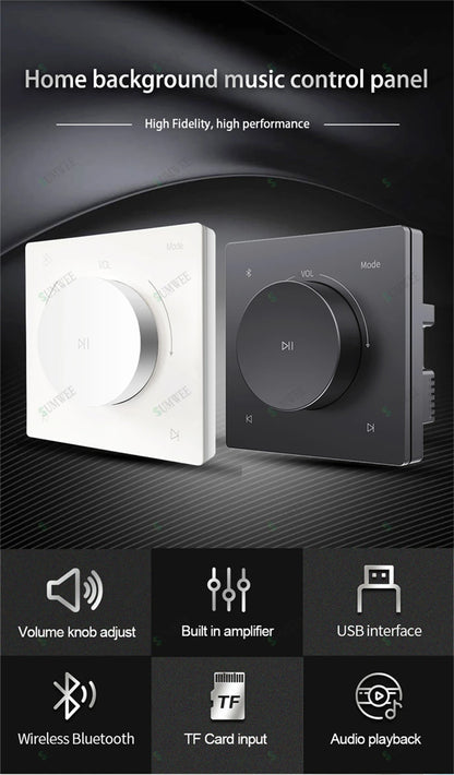 Mini Wall Amplifier Panel Bluetooth-compatible HiFi Home Theater Stereo Sound Audio TF USB Music control system ceiling speakers