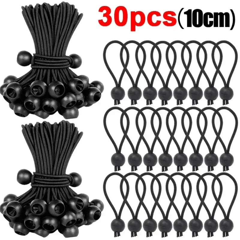 50/10pcs Bungee Ball Tarps Canvas Tarpaulin Flagpole Ties Cord Ends Elastic Rope Lace Fixed Boat Pole Camping Tent Accessories