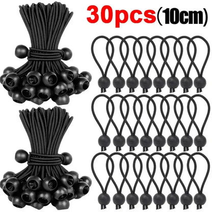 50/10pcs Bungee Ball Tarps Canvas Tarpaulin Flagpole Ties Cord Ends Elastic Rope Lace Fixed Boat Pole Camping Tent Accessories