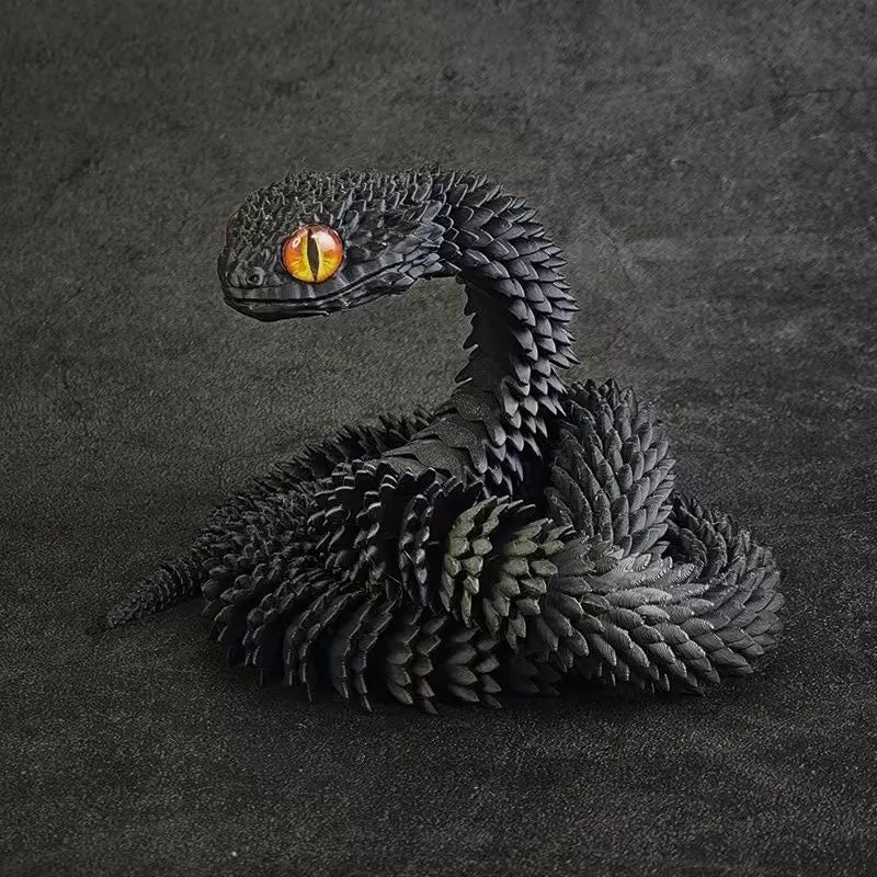 3D Random colored eyes Printed Snake Movable Joint Simulation Snake Figurine Creative Home Office Desktop Ornament