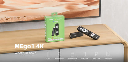[Genuine] 2025 Newest Mini TV Stick MECOOL MEgo1 4K HDR 2GB+8GB 5G Built-in wifi LAN 100M Best Google Certified Netflix TV Stick