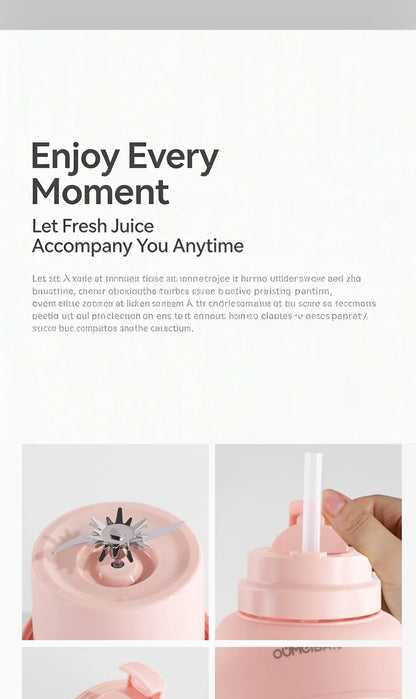 High Aesthetic 1300ml Large Capacity USB Rechargeable Portable Blender Juicer, Kitchen Fruit Juicer, Food Prep