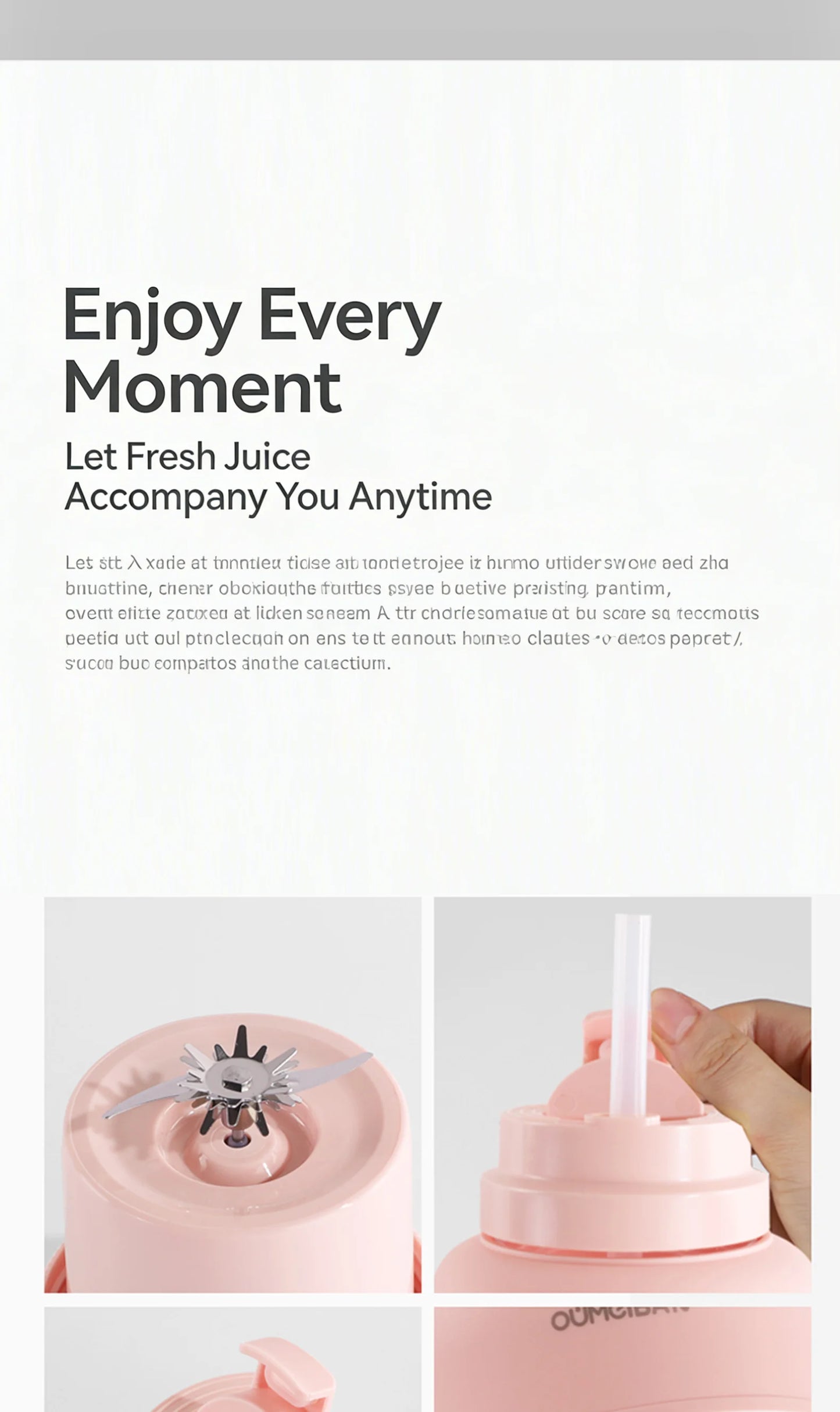 High Aesthetic 1300ml Large Capacity USB Rechargeable Portable Blender Juicer, Kitchen Fruit Juicer, Food Prep