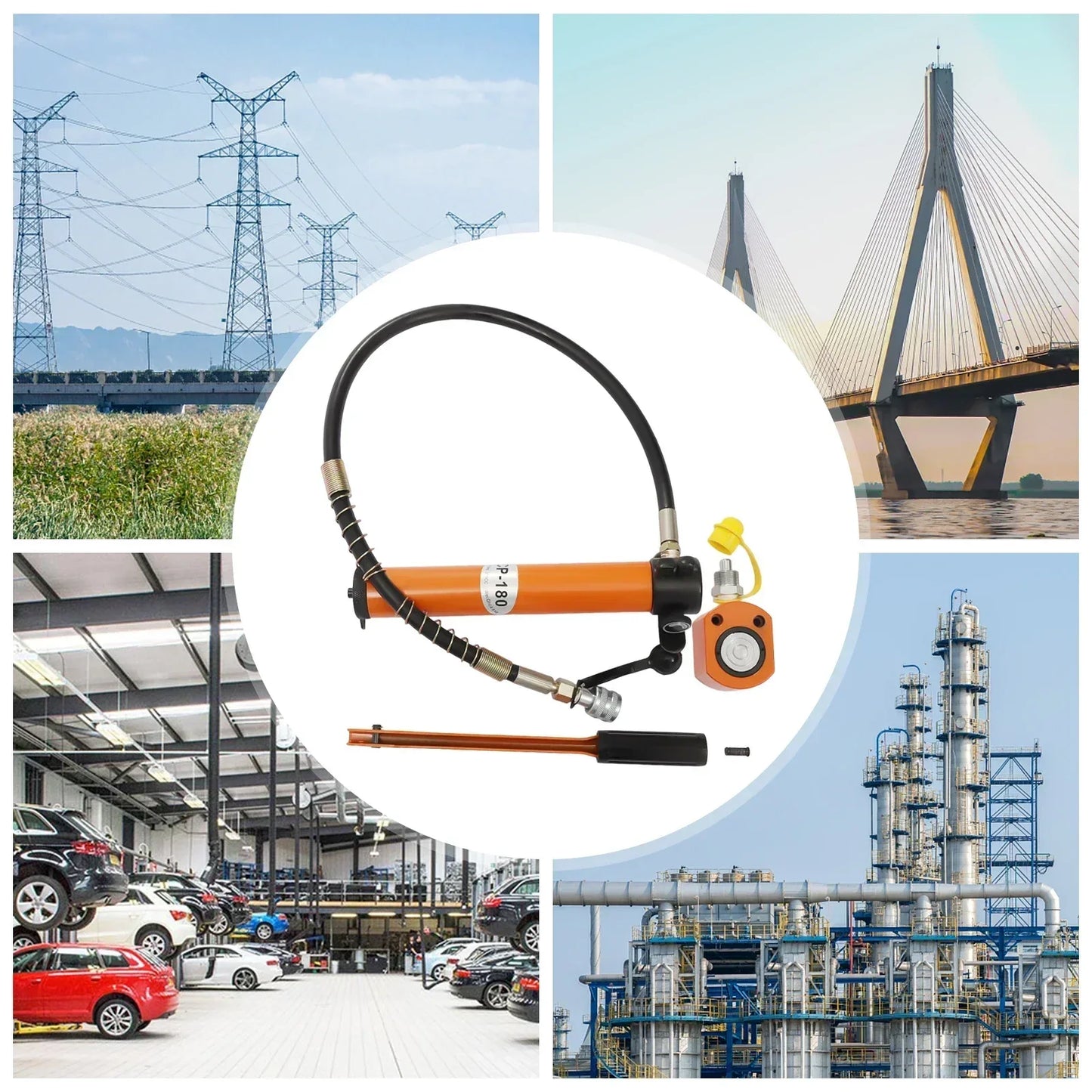 10T/20T Hydraulic Ram Cylinder Jack with CP-180 Hand Pump. Ideal for machinery & shipbuilding, offers reliable lifting.
