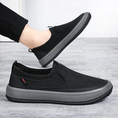 Men's mesh shoes 2026 summer new solid color versatile single shoe breathable soft sole lightweight casual shoes