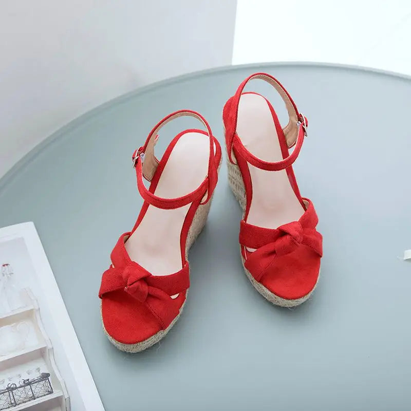 REAVE CAT Brand Women Sandals Open Toe Flock Suede Wedges 11cm Platform Buckle Strap Big Size 44 45 46 Soft Leisure Daily Shoes