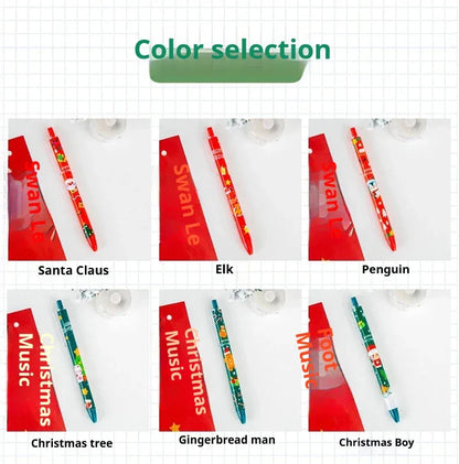 50Pcs/Lot Cute Christmas Press Gel Pens Cartoon Santa Claus Kawaii Christmas Gift Black Ink Pen Student School Office Supplies