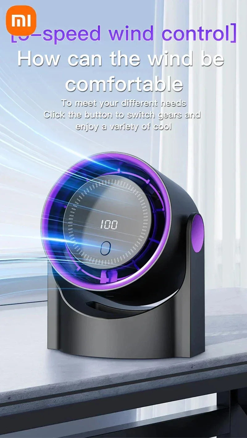 Xiaomi Smart Electric Fan 100 Level Bladeless Fan Portable Small Usb Charge Silent Desktop High-speed Circulating Cooling Fan