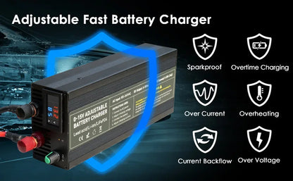 0-100V25A Lifepo4 Charger 24V48V64V72V Fast Charger Lithium Battery Charger 14.6V 100A 60A Battery Adapter Adjustable voltage