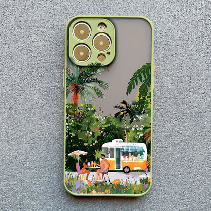 Coconut Tree Phone Case For iPhone 11 12 13 14 15 Pro Max Mini 16 Pro Max X XR XS 7 8 15 Plus SE Summer Scenery Shockproof Cover