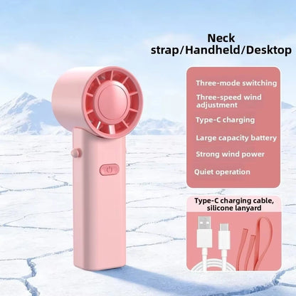 Mini Portable Neck Fan Foldable USB Rechargeable Handheld Fan Hands-Free Cooling for Travel Outdoor Summer