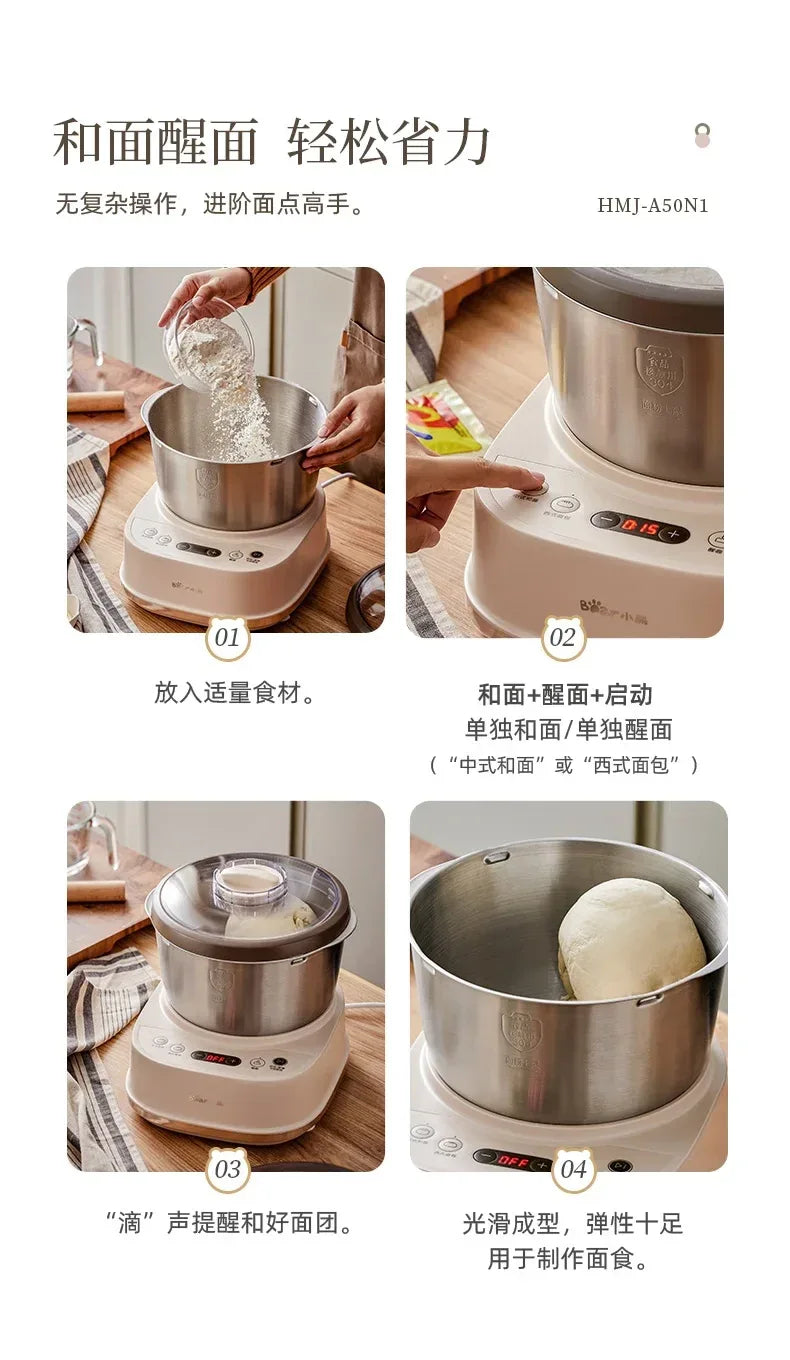 5L Electric Dough Mixer Household Timing Dough Kneading Machine Stand Mixer Microcomputer Control Flour Fermentation Mixer