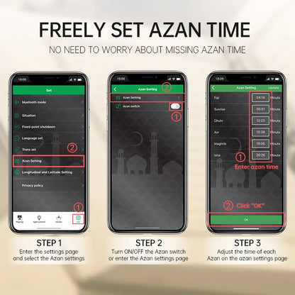 Muslim Arabic Koran Azan Clock Islam Night Light Wireless Bluetooth Speaker Quran Portable Bright Lamp Arab Islamic Holy Ramadan