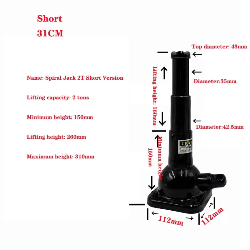 NEW High Quality Screw Jack Double Section 2 Tons Vertical Hand Jack Vehicle Maintenance Mechanical Top Mine Professional Top