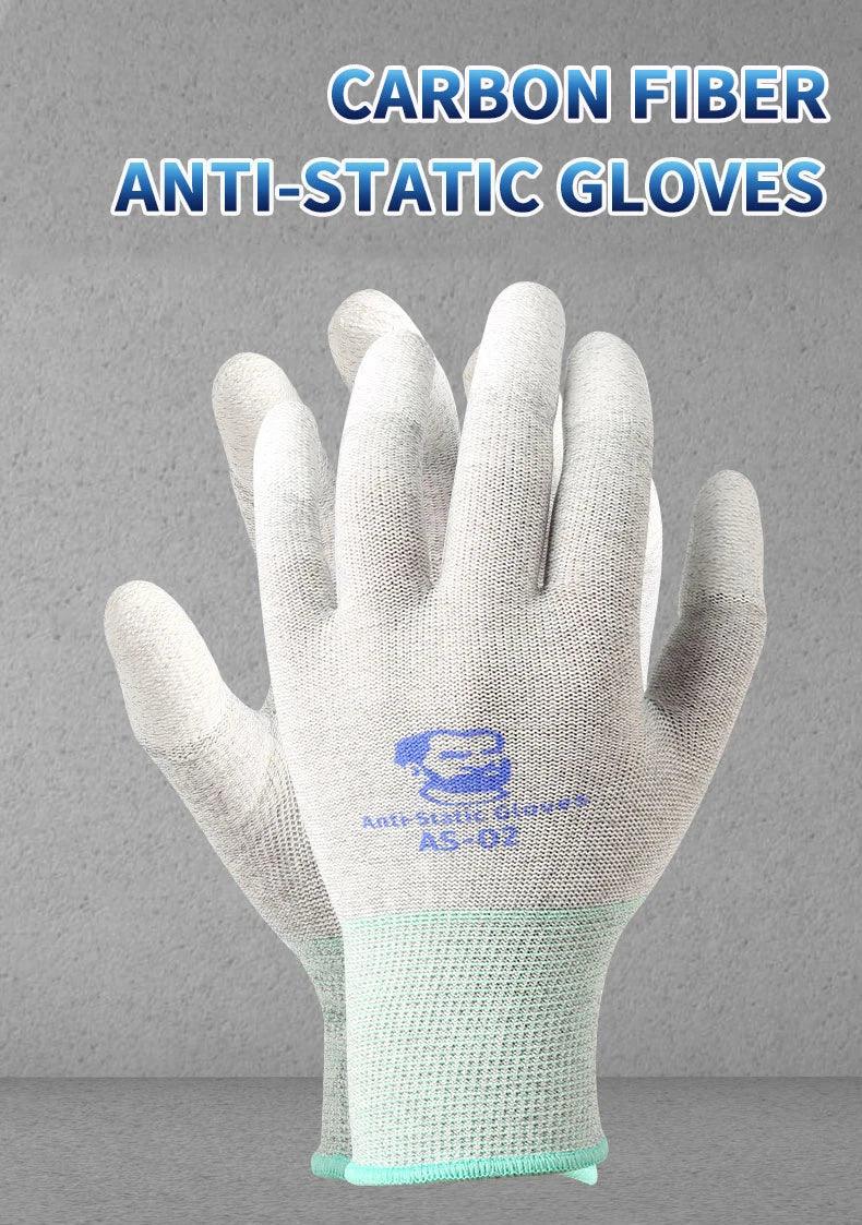 MECHANIC AS-02 Anti-static Gloves PU Coating Fibre Non-Slip Electricity Proof For Electronic Work Protective Gloves L/M size