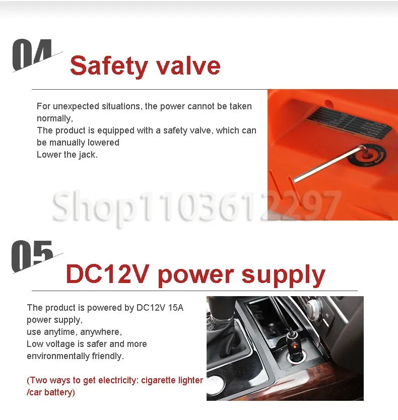 12V 3T/5T 155-450MM 135-360MM Hydraulic Car Floor Jack 150W Rated Power 13A Max.Current Electric Hydraulic Lifting Tools