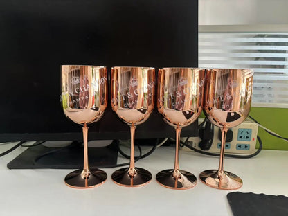 4pcs 480ml Plating Electroplated Shiny 16Oz Plastic Red Wine Glasses Plastic Champagne Flutes Cup Goblet For Party Wedding