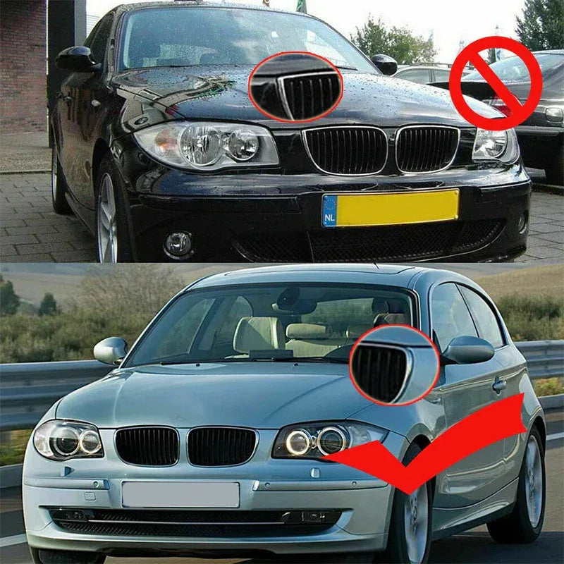 Car Front Grills Kidney For BMW 1 SERIES E81 E82 E87 E88 5DR 3DR Glossy Black Kidney Grilles Dual Slat 2007-2013