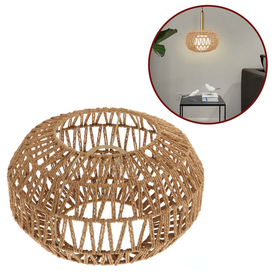 Woven Pendant Lamp Shade Hanging Light Cover for Home Restaurant Living Room Boho Handwoven Lampshade Light Fixture Bedroom