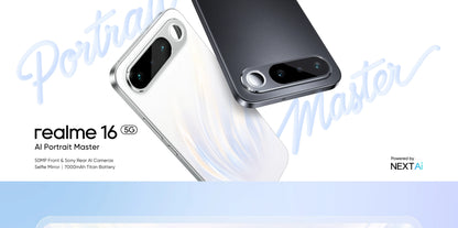realme 16 5G Smartphone NFC 6.57" 120Hz AMOLED Display Dual 50MP AI Camera 7000mAh Battery 60W Charge IP69 Pro