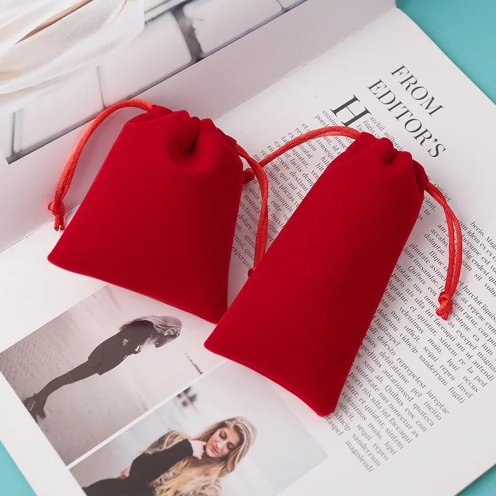 5Pcs Velvet Jewelry Small Pouches for Valentine's Day Marriage Party Gift Display Packing Bag Earrings Rings Organizer Bag