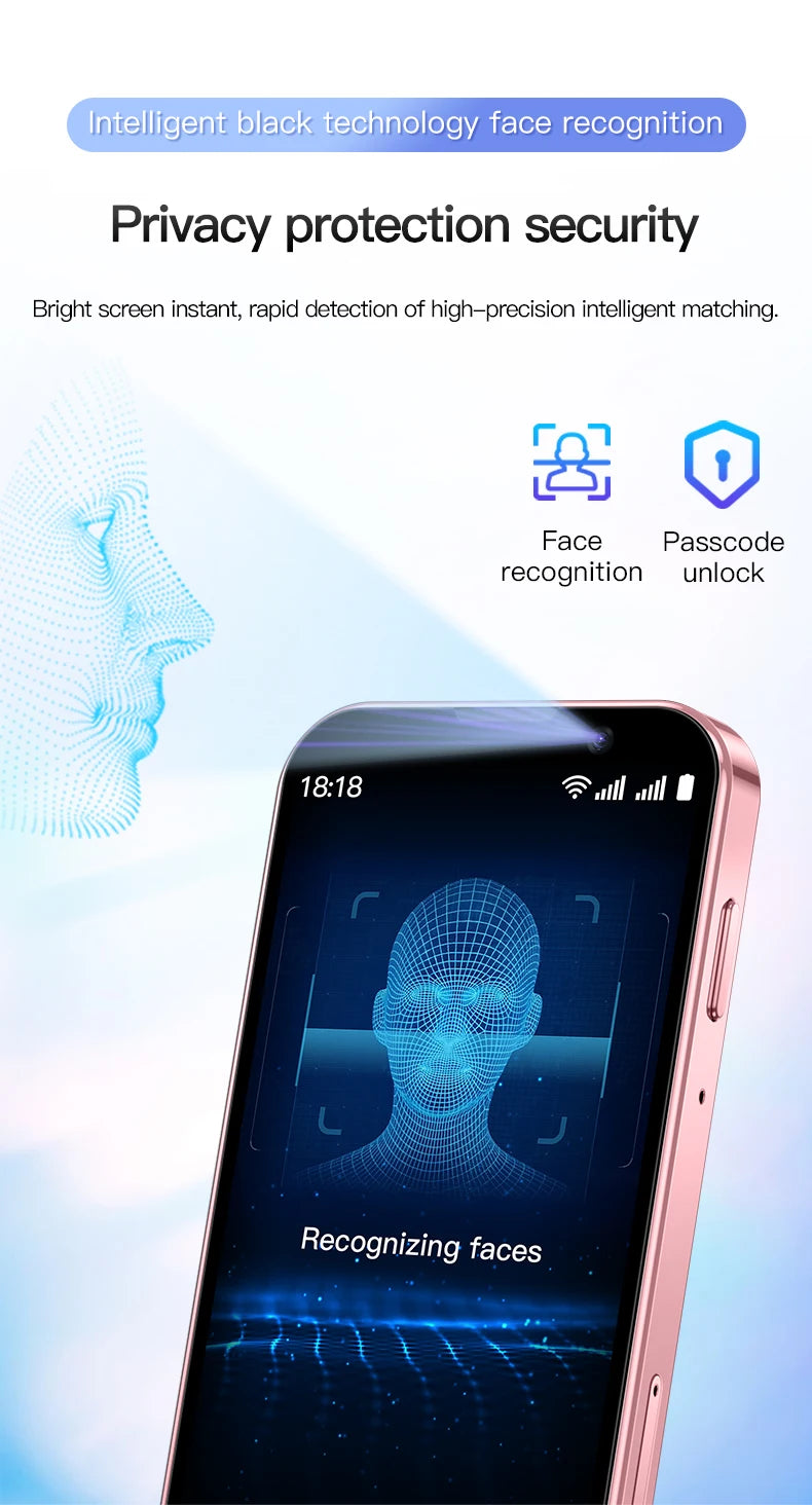SOYES New XS18Pro 3.0" Mini Smartphone 2GB RAM 16GB ROM Facial Recognition Android 9.0 Dual SIM Standby 3G Network Little Phone