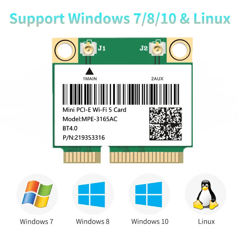 MC-AC7265 1200Mbps Bluetooth 4.2Mini PCI-E Interface 2.4G 5Ghz Wifi Card For Laptop