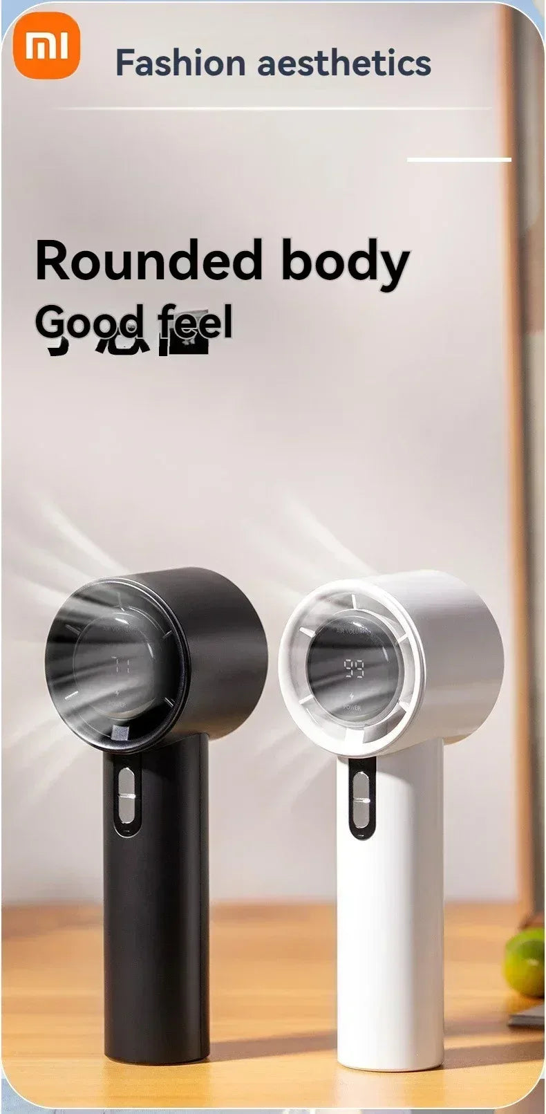 Xiaomi Ultra Quiet 100 Speed Handheld Fan USB Rechargeable Portable Mini Turbo Fan for Office and Travel with LED Indicator