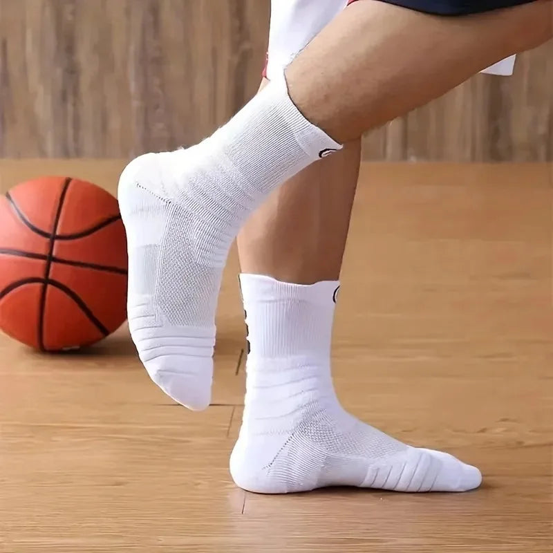 3 Pairs Men's Comfort Fit Cushion Performance Athletic Crew Socks For Outdoor Sports