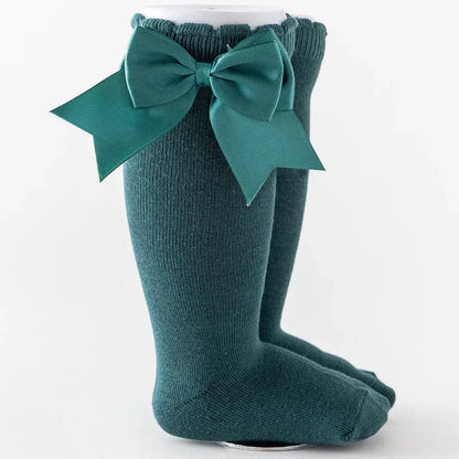 Winter Autumn Kids Knee High Socks Baby Girls Cotton Socks Big Bow Soft Toddlers Princess Children Long Socken For 0-5Years