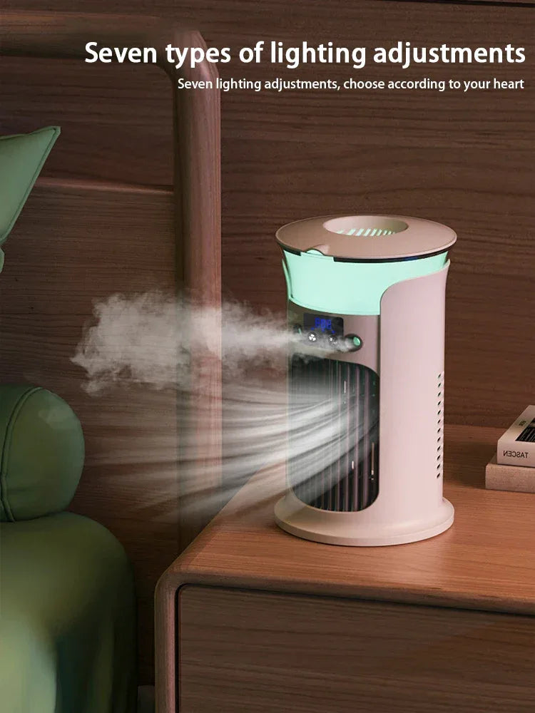 Portable Rechargeable Quiet Cool Air Fan with Humidifier, Desktop Air Conditioner, Water/Ice Cooling Cooling Fan For Office/Home