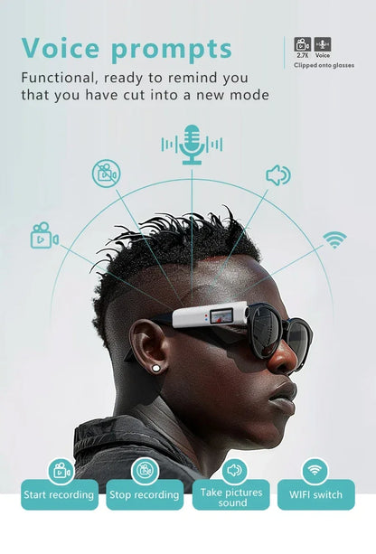 Mini 4K FPV Eyeglasses Video Shooting Micro-camera HD WiFi Intelligent Headset Glasses Video&Sound Recording WiFi APP