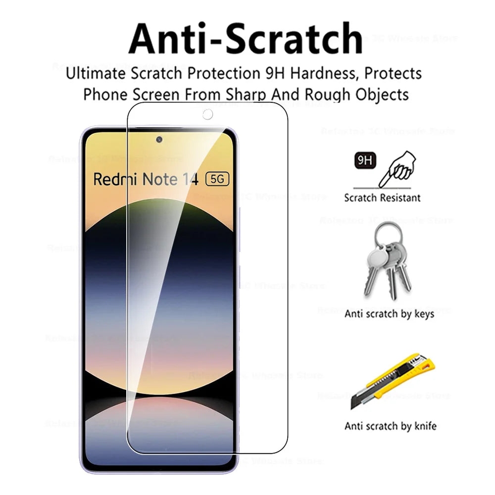 4-1Pcs 9H Premium Protective Glass For Xiaomi Redmi Note 14 4G 5G Global Screen Protector Redmy Note14 Note 14 RedmiNote14 Films