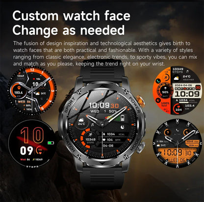 LIGE AMOLED Smart Watch Men with Flashlight Sports IP68 Waterproof Fitness Tracker Bluetooth Call Smartwatch Man for Android iOS