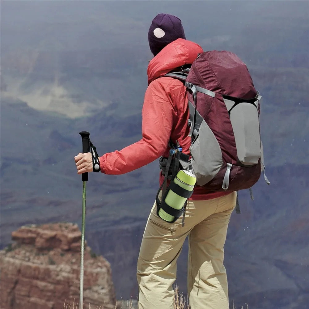 Portable Water Bottle Bag Universal Outdoor Adjustable Water Bottle Holder Durable Fabric Backpack Accessory For Camping Hiking