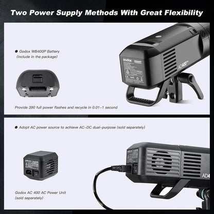 Godox AD400Pro 400Ws GN72 TTL 1/8000s HSS 2.4G X System Witstro All-in-One Outdoor Flash for Camera Photography Sony Nikon Canon