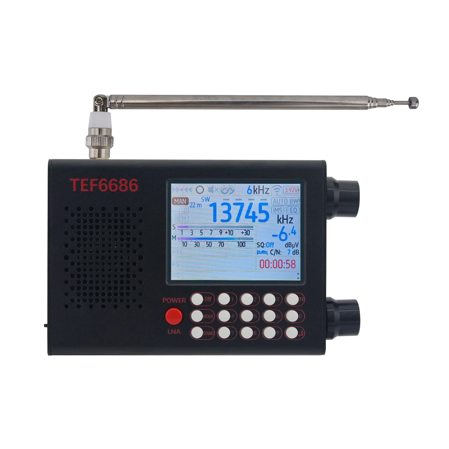 HamGeek TEF6686 Radio Portable FM/LW/MW/SW Radio Receiver with 2.8" Color Touch Screen & Built-in Battery