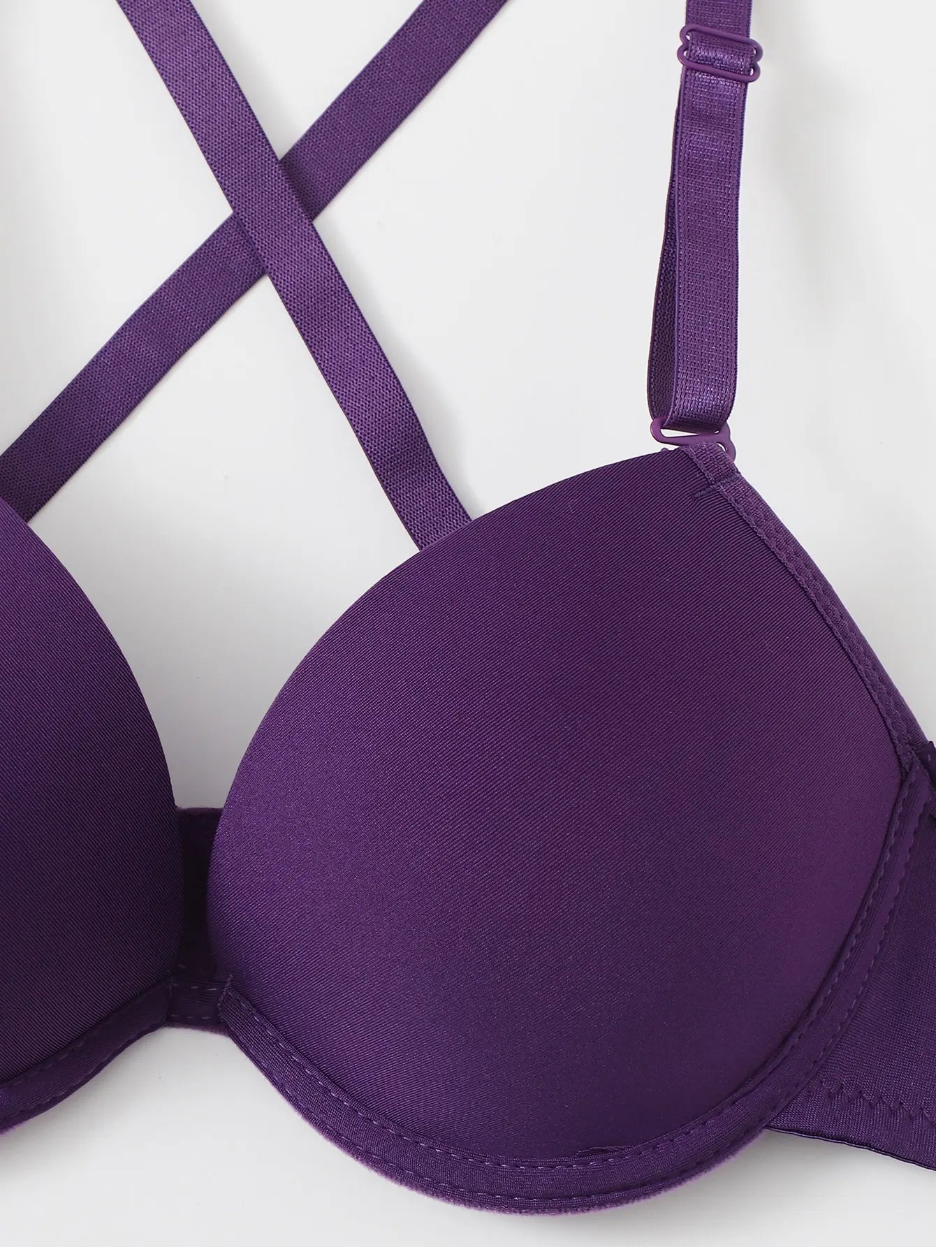Purple strip steel support brassiere sexy cross back bra women's underwear detachable shoulder straps A2122