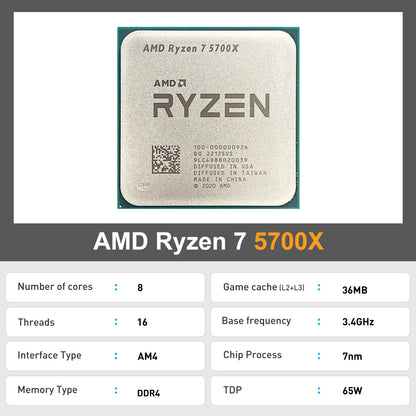 AMD Ryzen 7 5700x New 8-Core CPU16-Thread 4.6GHz Processor 7NM L3=32M 100-000000926 R7 5700X Socket AM4 DDR4 but no without fan