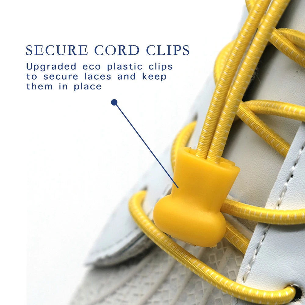 1 Pair of No Tie ShoesLaces Rubber Round Spring Lock Elastic Sneaker Shoelaces Laces Accessories Suitable for Kids Adult Lazy