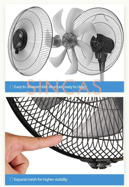 Mist Cooling Floor Fan with Remote 3-Speed High Airflow Portable Quiet Wide Oscillation Detachable Humidification Home Office