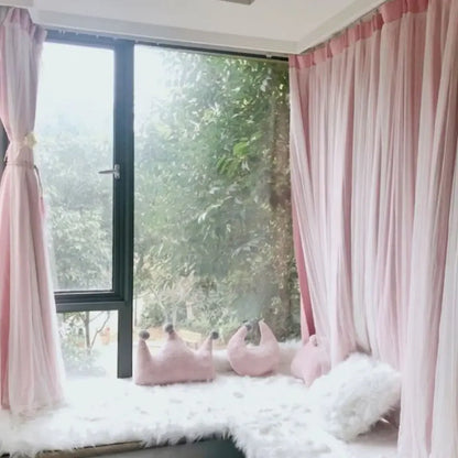 Nordic Style Solid Color Cloth Yarn Integrated Blackout Curtain Modern Bedroom Shade Curtains Living Room Luxury 나비주름 커튼 Шторы
