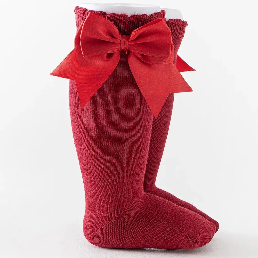 Winter Autumn Kids Knee High Socks Baby Girls Cotton Socks Big Bow Soft Toddlers Princess Children Long Socken For 0-5Years